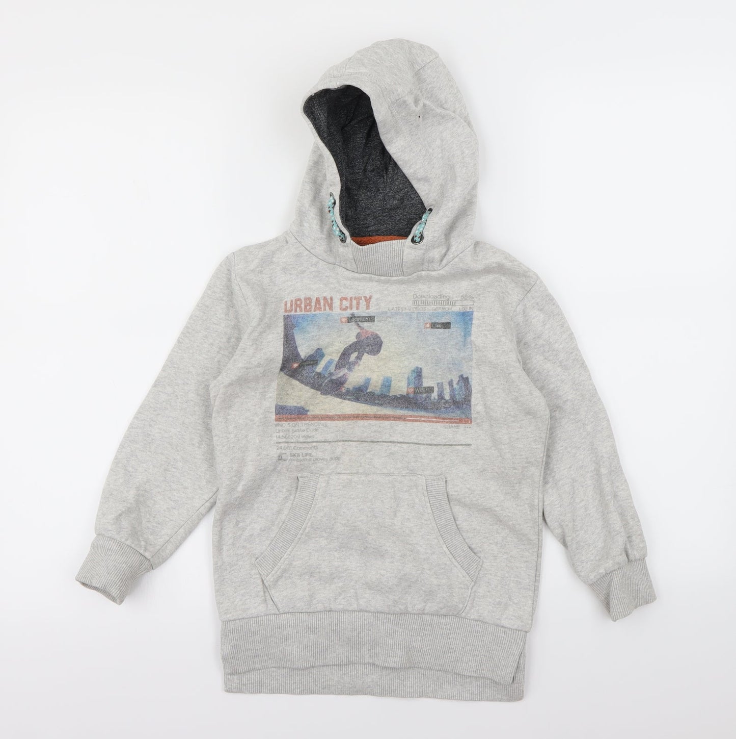 Preworn Boys Grey   Pullover Hoodie Size 7 Years