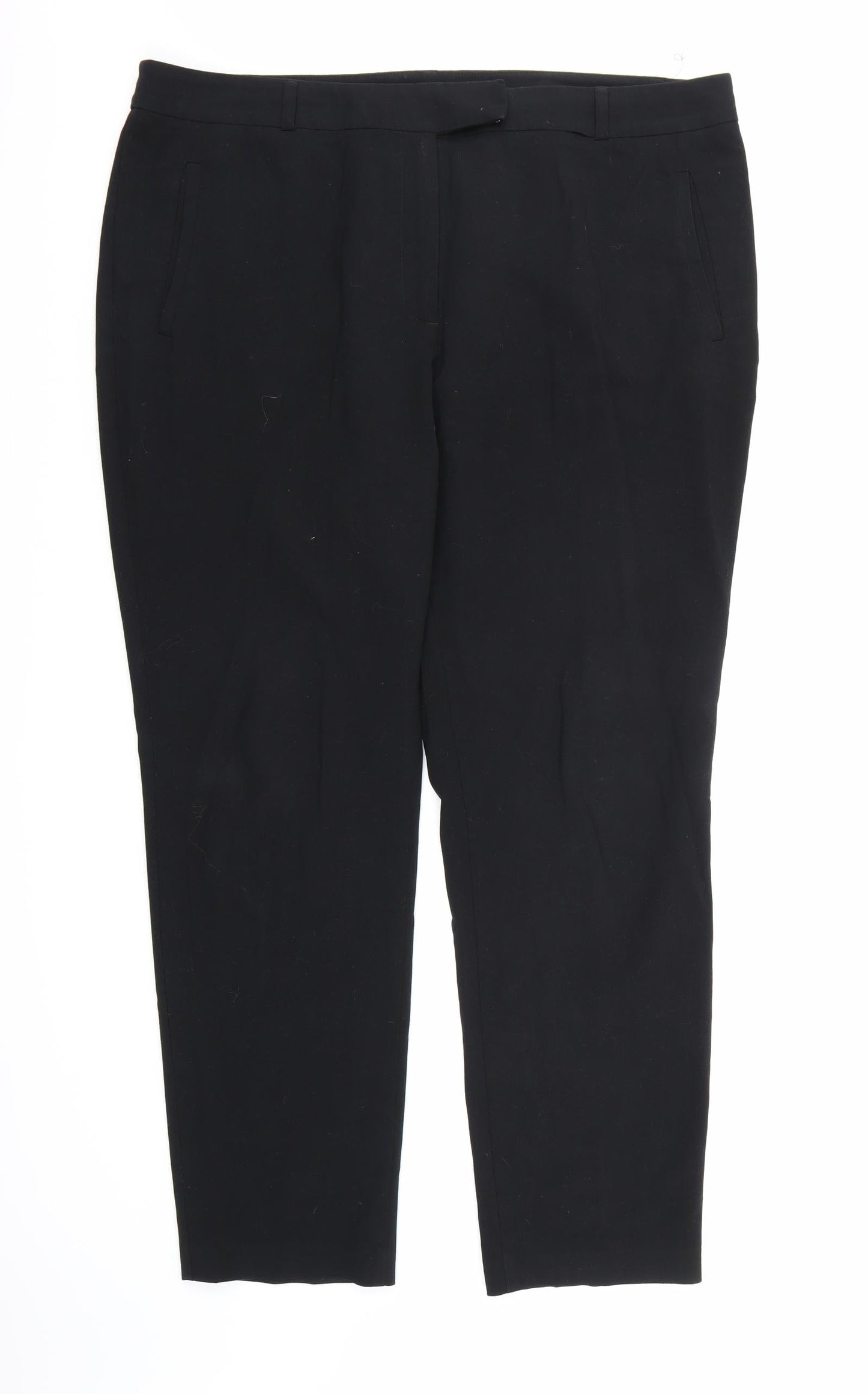 Marks and Spencer Womens Black  Rayon Dress Pants Trousers Size 18 L28 in