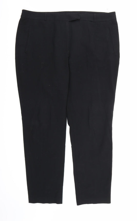 Marks and Spencer Womens Black  Rayon Dress Pants Trousers Size 18 L28 in