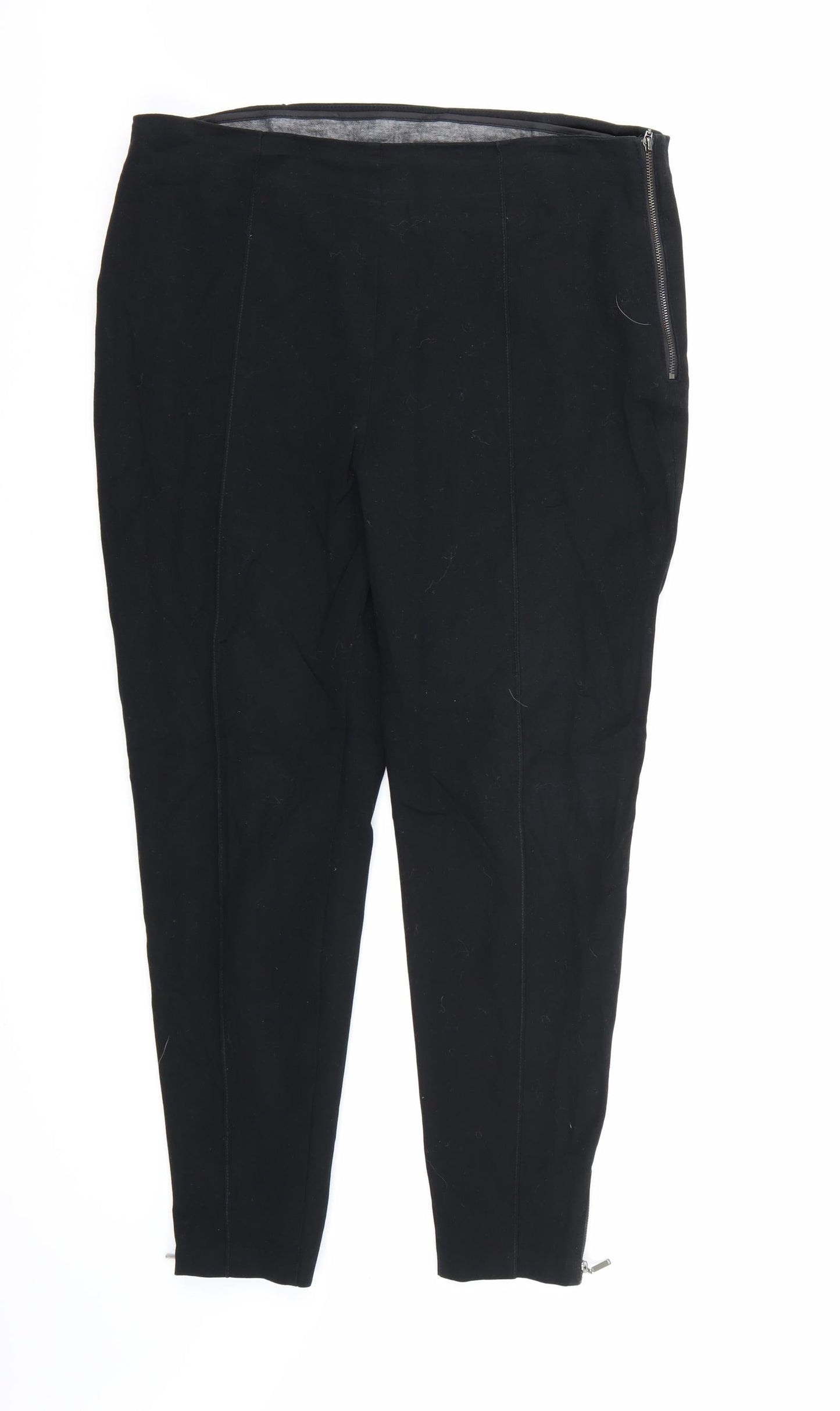 Marks and Spencer Womens Black  Rayon Trousers  Size 16 L26 in