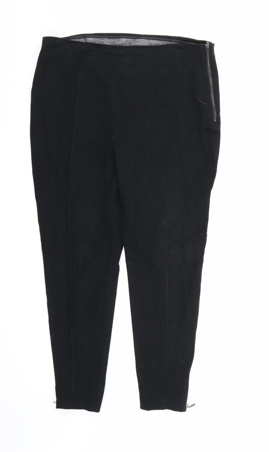 Marks and Spencer Womens Black  Rayon Trousers  Size 16 L26 in