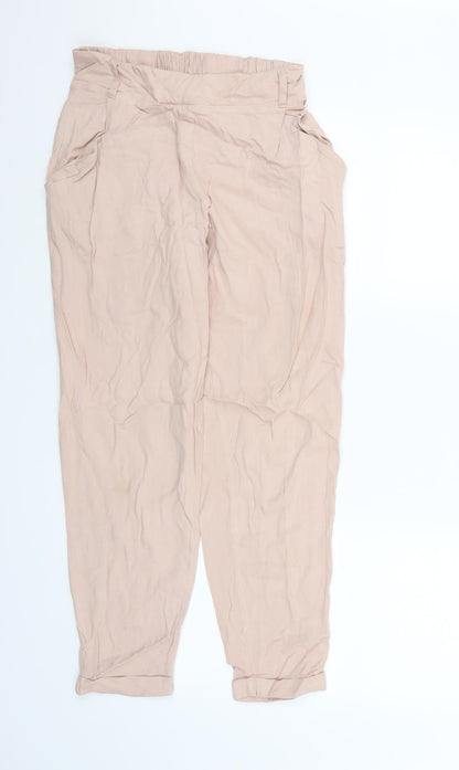 Additional front view of New Look women’s pink bloomer trousers, size UK 8, 26-inch leg