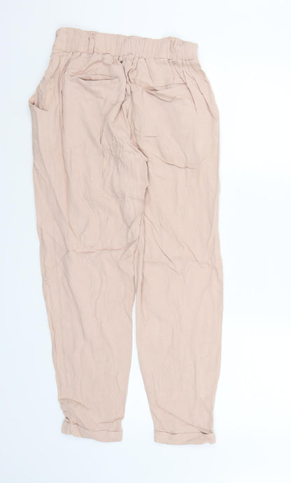 Back view of New Look women’s pink bloomer trousers, size UK 8, 26-inch leg