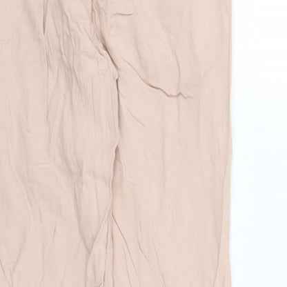 Brand and care label for New Look women’s pink bloomer trousers, size UK 8, 26-inch leg