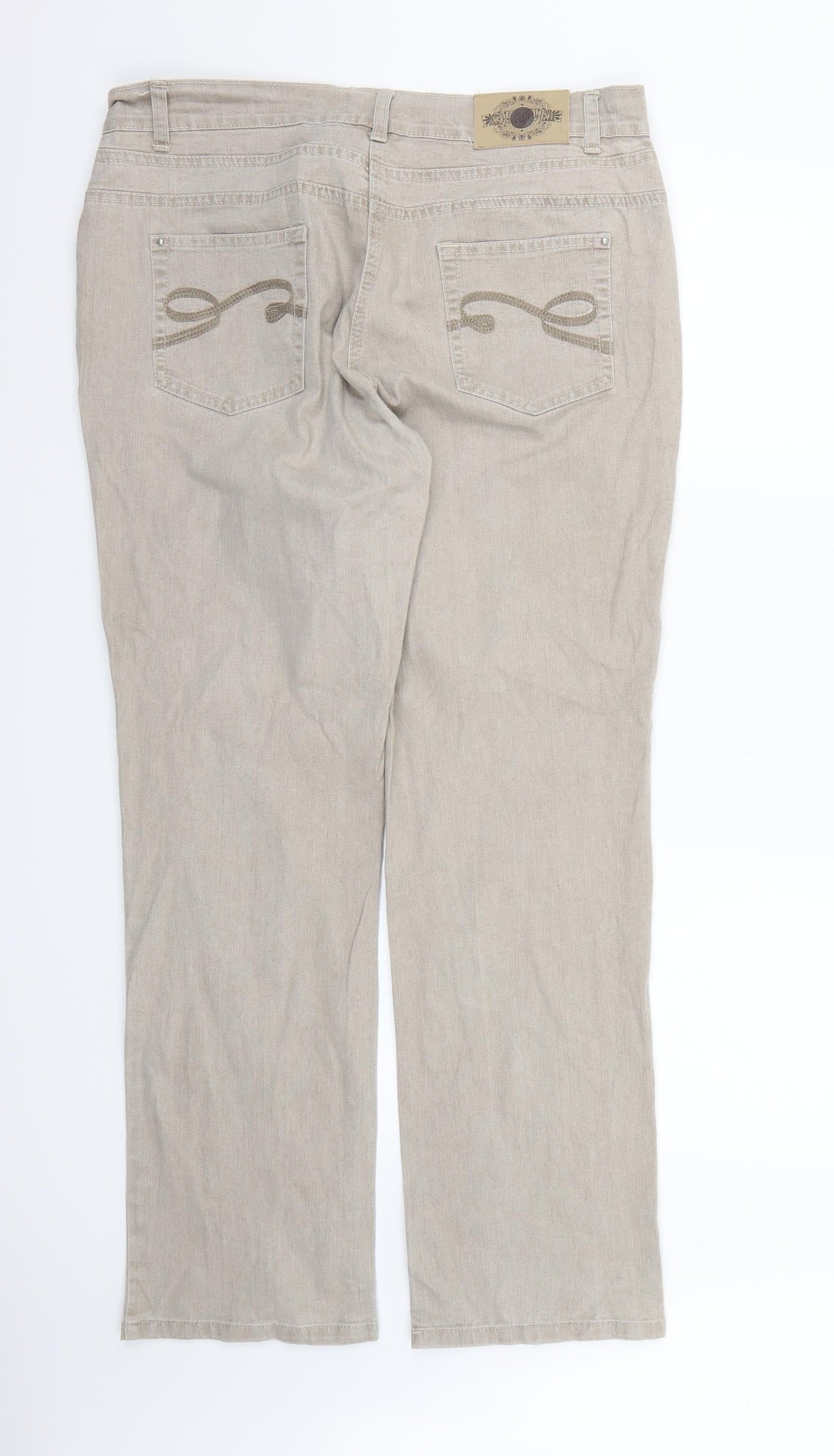 Preworn Womens Ivory  Denim Straight Jeans Size 18 L31 in