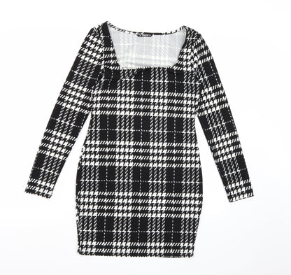 Preloved SheIn Womens Black Check  A-Line  Size M - Front