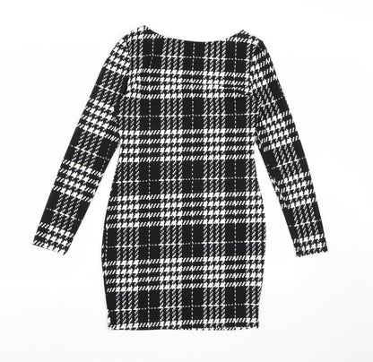 Preloved SheIn Womens Black Check  A-Line  Size M - Back