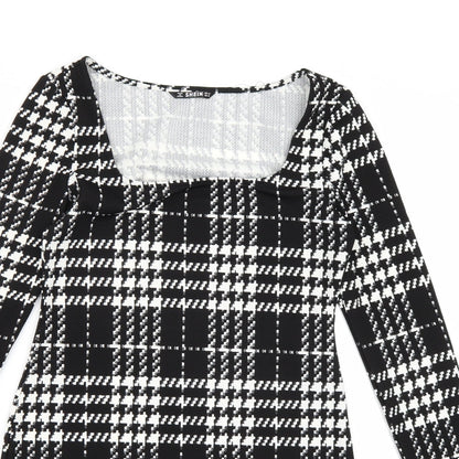 Preloved SheIn Womens Black Check  A-Line  Size M - Detail