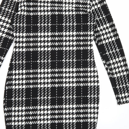 Preloved SheIn Womens Black Check  A-Line  Size M - Label
