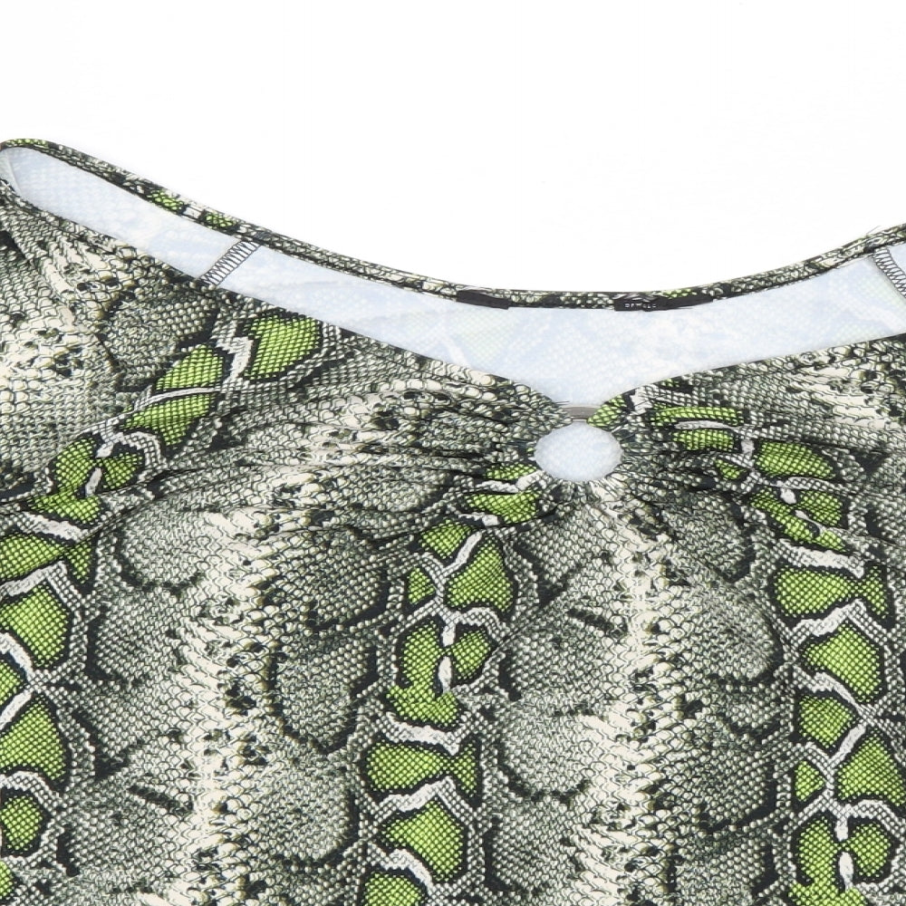 Dorothy Perkins Womens Green Animal Print  Basic Blouse Size 14