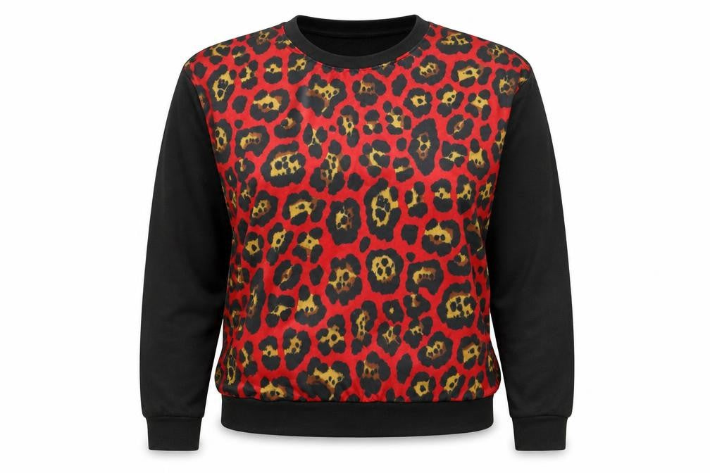 Primark Womens Red Animal Print Blended Fabric Pullover Sweatshirt Size 10