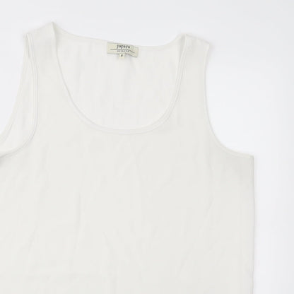 Close-up detail of Papaya women’s white chiffon basic blouse, size UK 8
