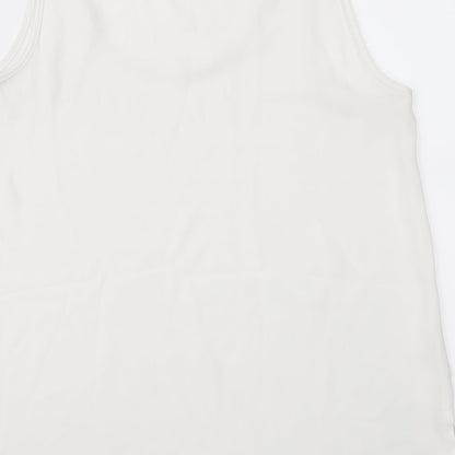 Brand and care label for Papaya women’s white chiffon basic blouse, size UK 8