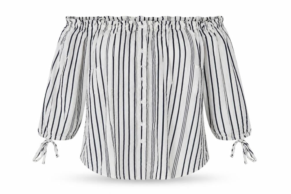 F&F Womens White Striped  Basic Blouse Size 8
