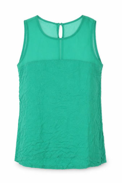 Front view of H&M women’s green basic blouse, size S