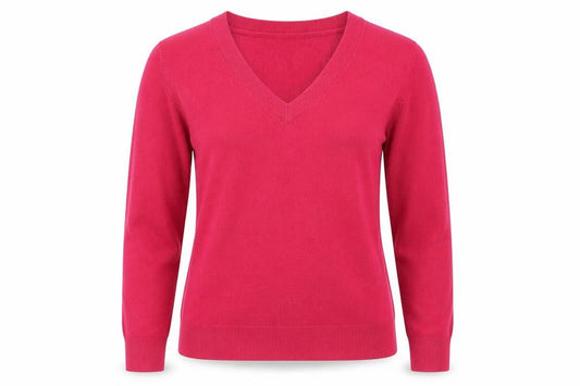 Front view of BHS women’s pink jumper, size UK 10