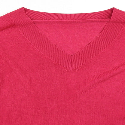 Close-up detail of BHS women’s pink jumper, size UK 10