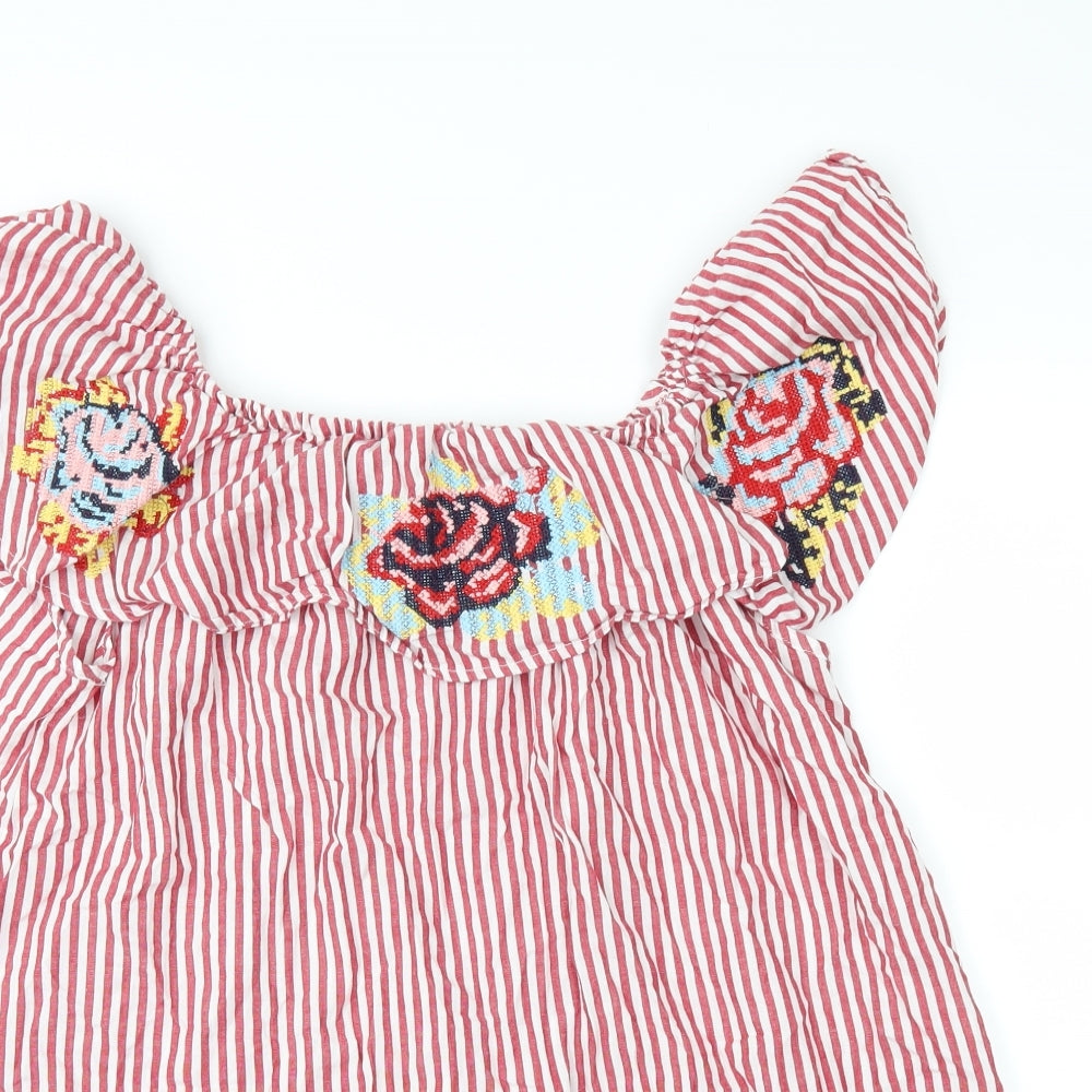 Love Label Womens Red Striped  Tunic Blouse Size L