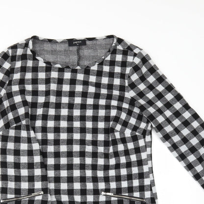 Close-up detail of Papaya women’s grey check a-line, size UK 10