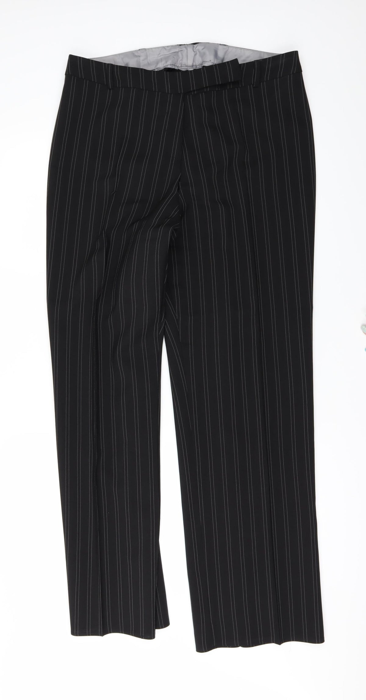 Preworn Womens Black Striped  Trousers  Size 36 in L30 in