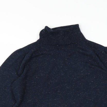 Close-up detail of Dorothy Perkins women’s blue jumper, size UK 12, - glittery