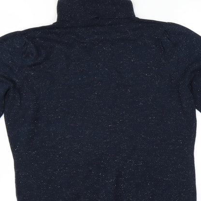 Brand and care label for Dorothy Perkins women’s blue jumper, size UK 12, - glittery