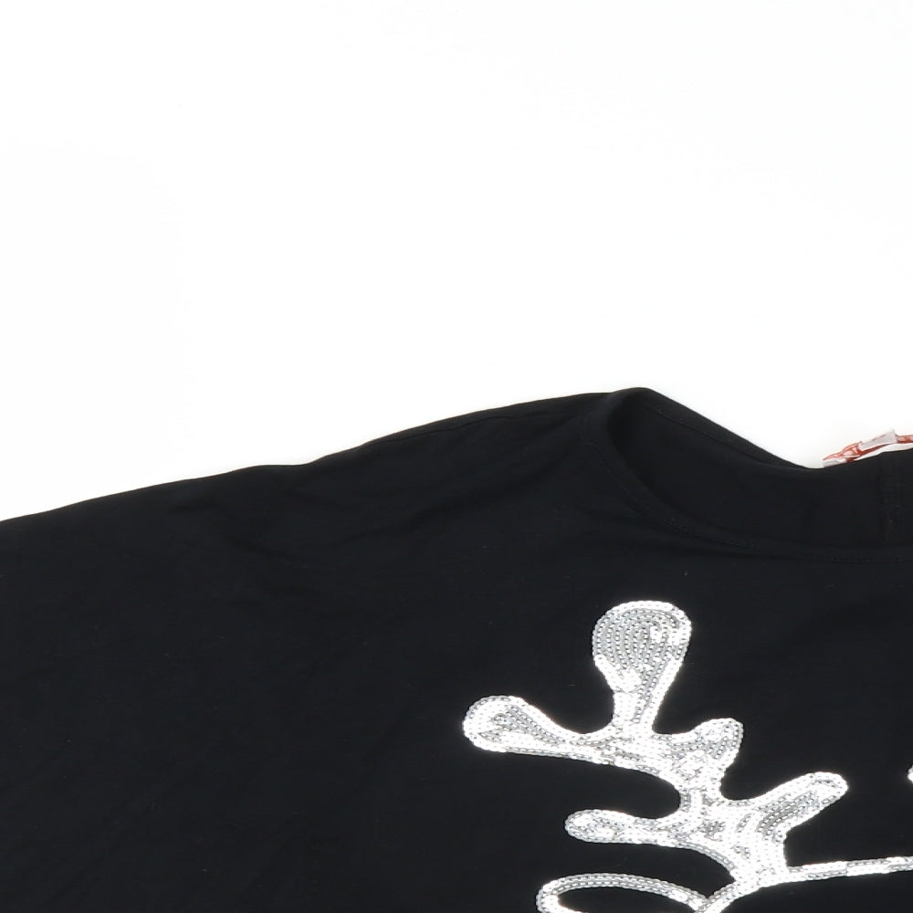 BlueZoo Girls Black   Basic Blouse Size 7-8 Years  - Reindeer