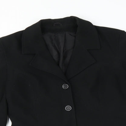 Close-up detail of Preworn women’s black jacket suit jacket, size UK 8