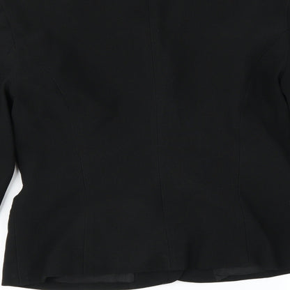 Brand and care label for Preworn women’s black jacket suit jacket, size UK 8
