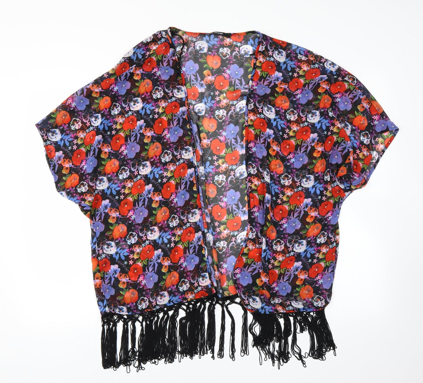George Womens Black Floral  Basic Blouse Size 8  - sheer cover up