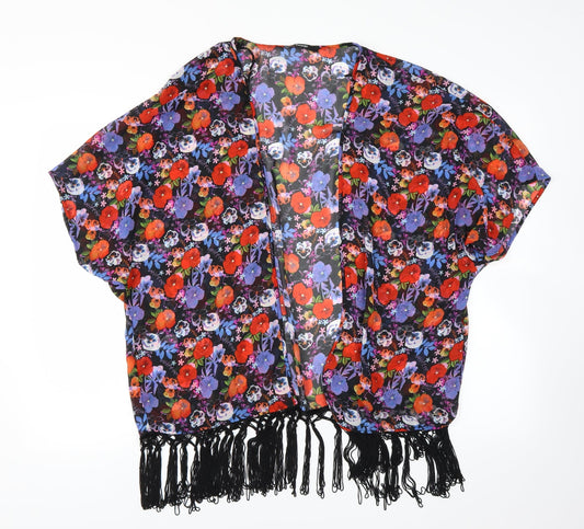 George Womens Black Floral  Basic Blouse Size 8  - sheer cover up