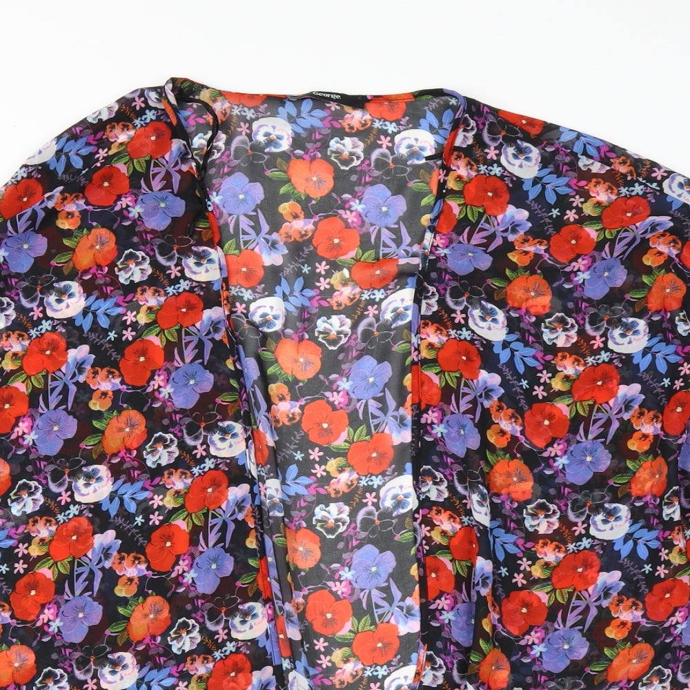 George Womens Black Floral  Basic Blouse Size 8  - sheer cover up