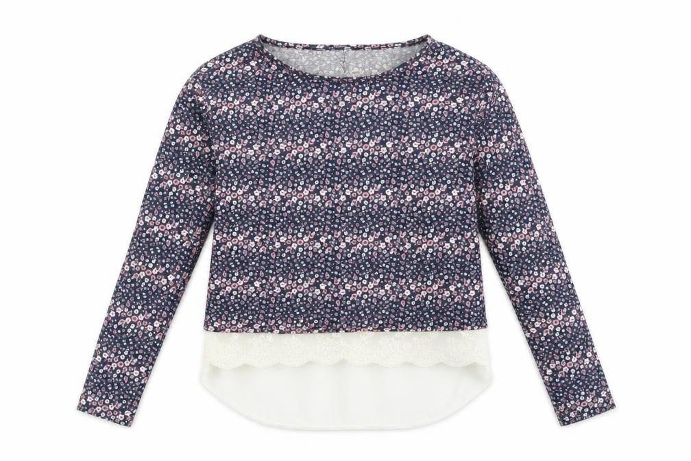 YD Girls Blue Floral  Pullover Jumper Size 12-13 Years