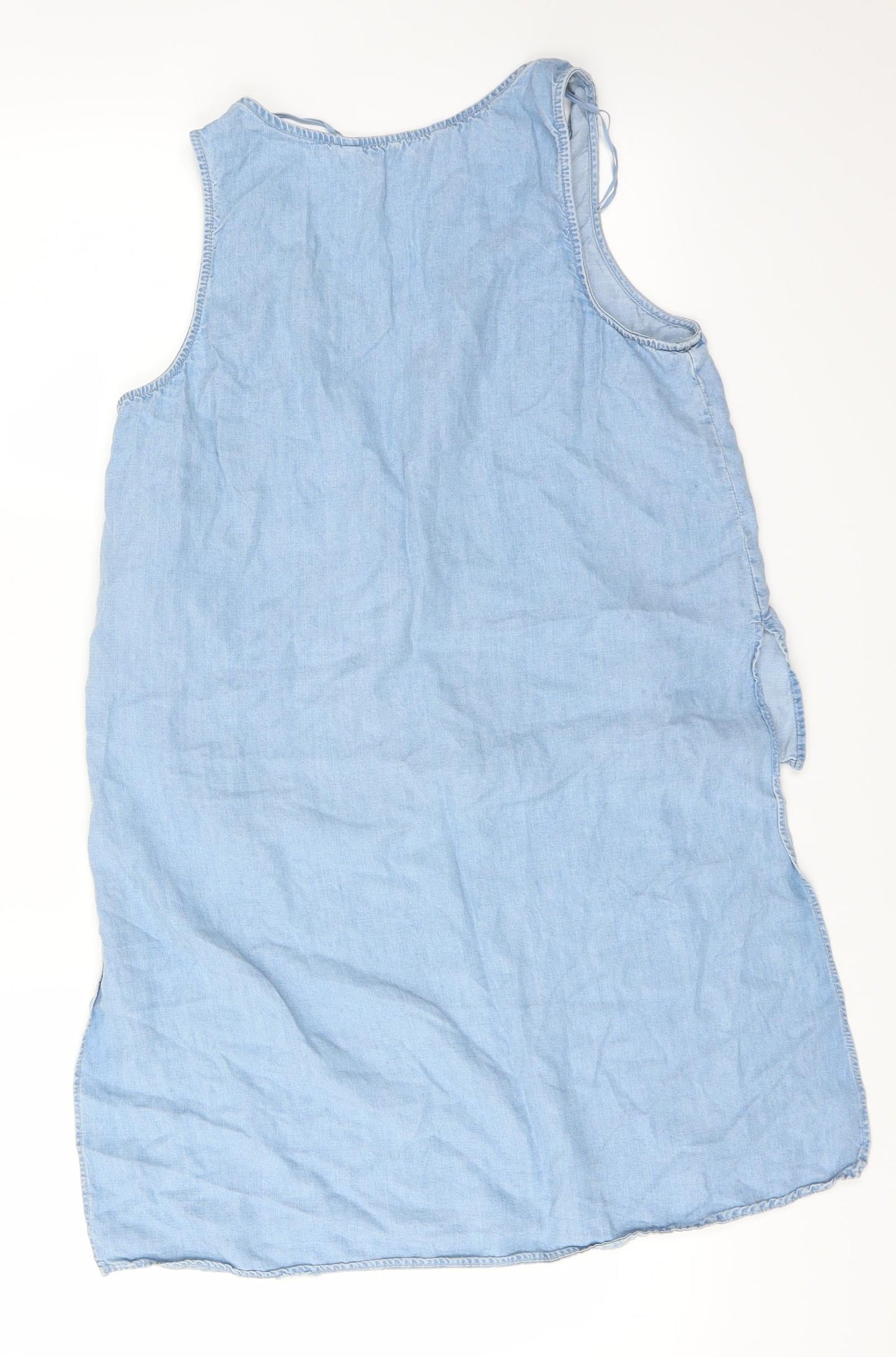 Zara Womens Blue   Basic Blouse Size M  - DIP HEM