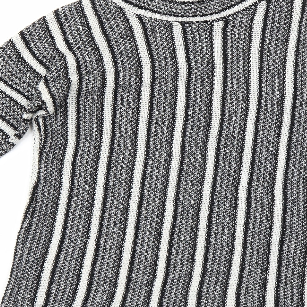 Topshop Womens Black Striped  Pullover Jumper Size 8