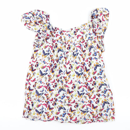 Additional front view of Gap girls’ multicoloured geometric basic blouse, size 8, years - butterflies