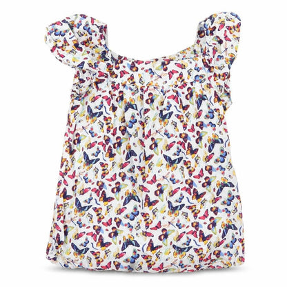 Front view of Gap girls’ multicoloured geometric basic blouse, size 8, years - butterflies