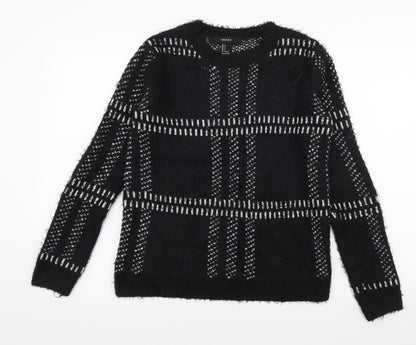 Front view of Forever 21 women’s black check knit jumper, size S