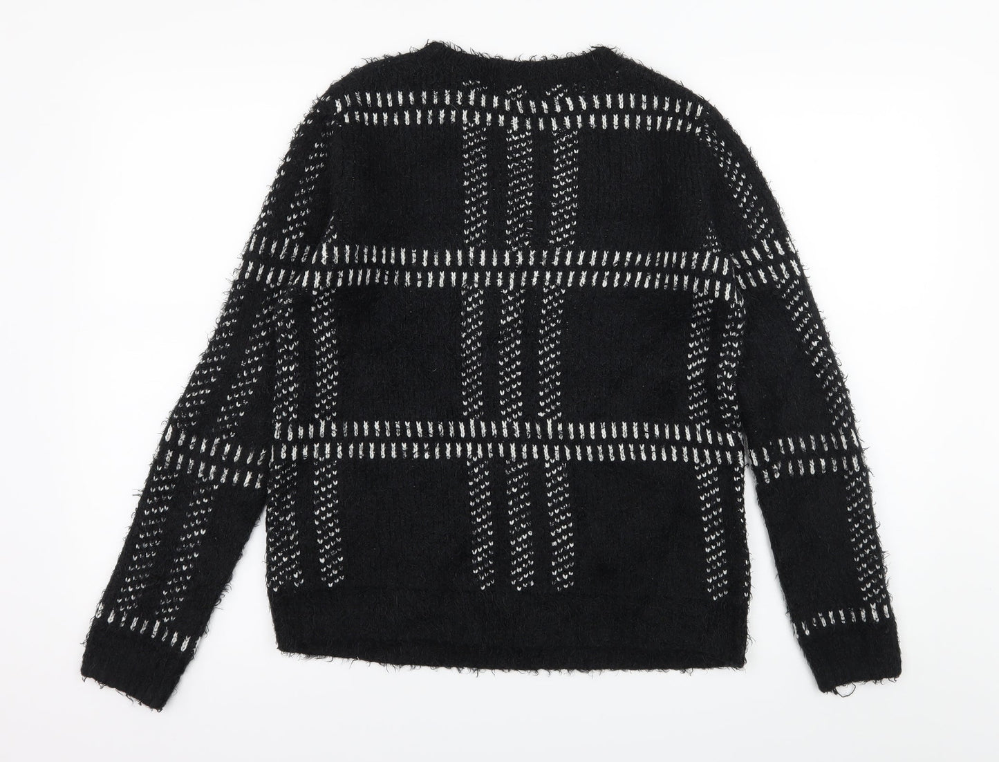 FOREVER 21 Womens Black Check Knit Pullover Jumper Size S