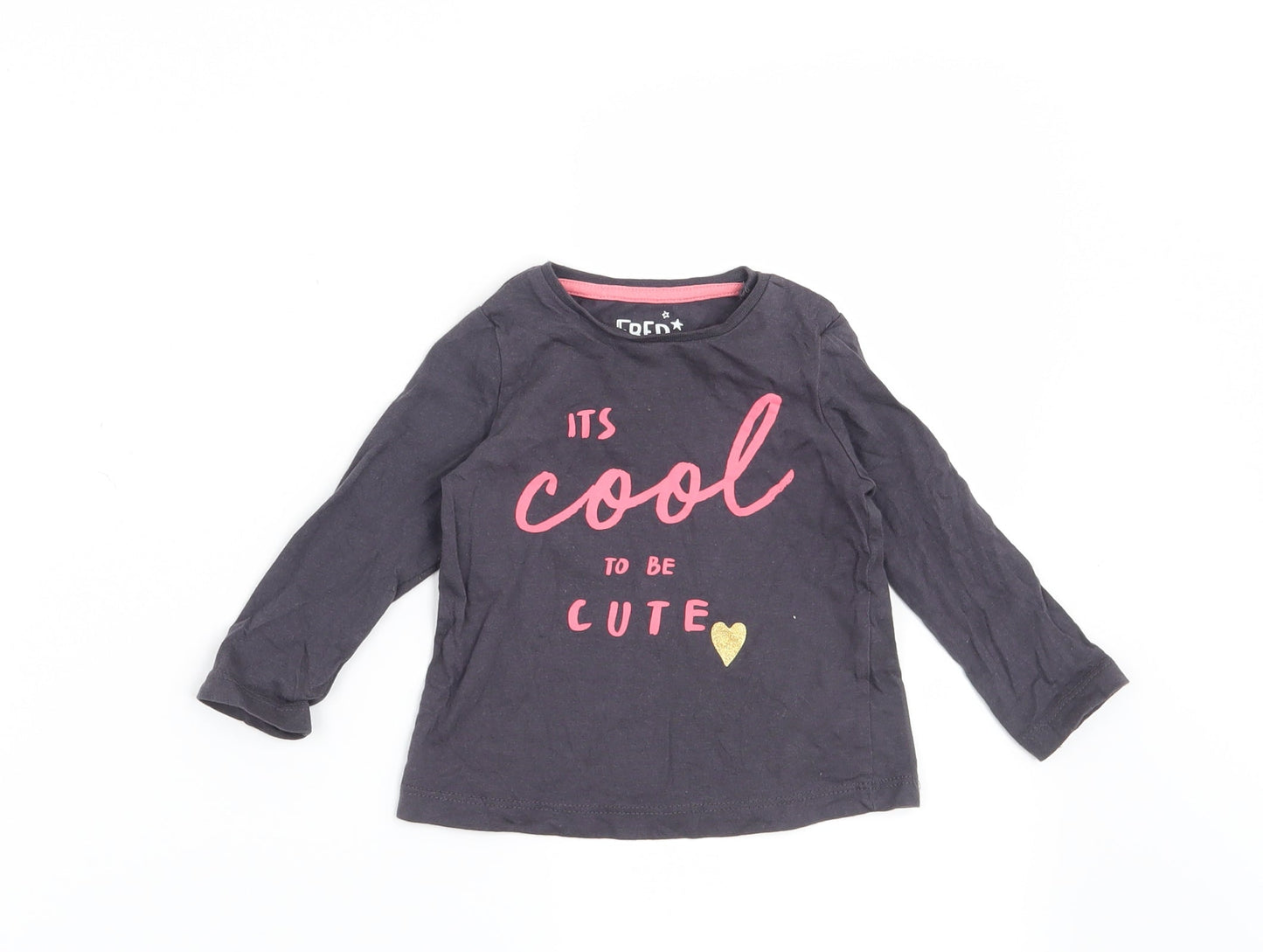 F&F Girls Grey   Basic T-Shirt Size 3-6 Months  - It's cool to be cute