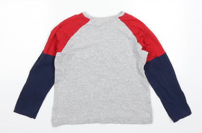 Back view of Matalan boys’ multicoloured colourblock pyjama top, size 11, years - blue and red