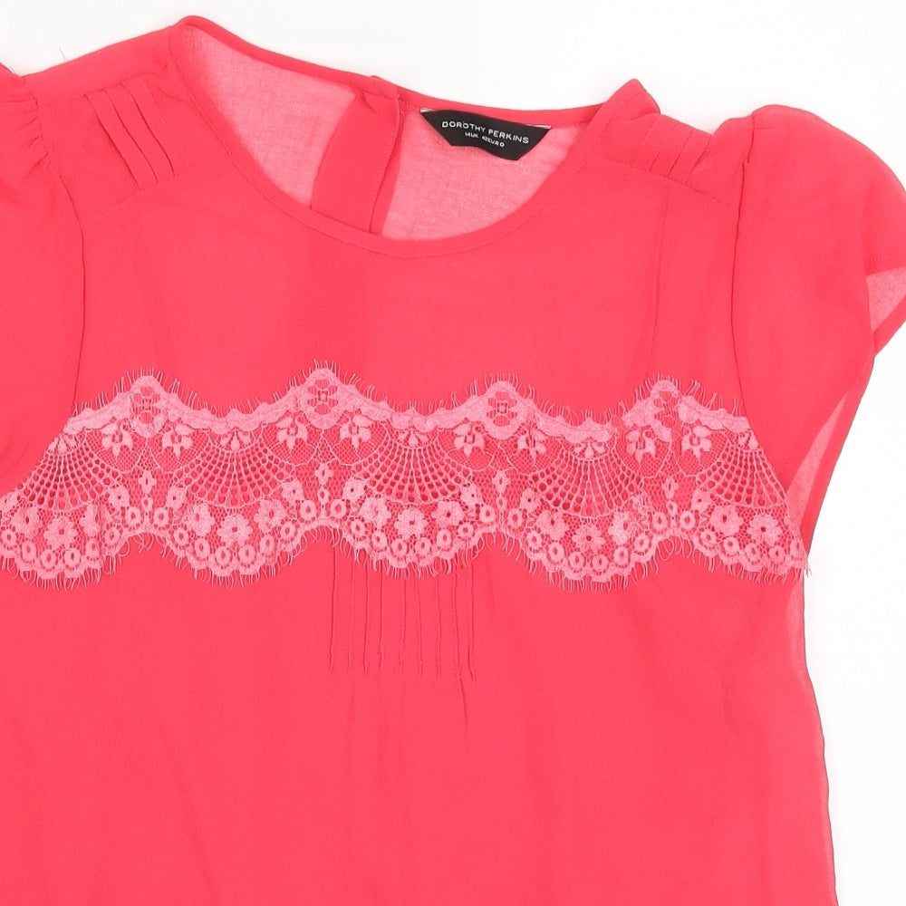 Dorothy Perkins Womens Pink  Lace Basic T-Shirt Size 14