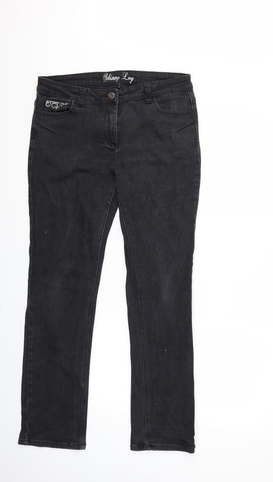 Preworn Womens Black  Denim Skinny Jeans Size 14 L31 in