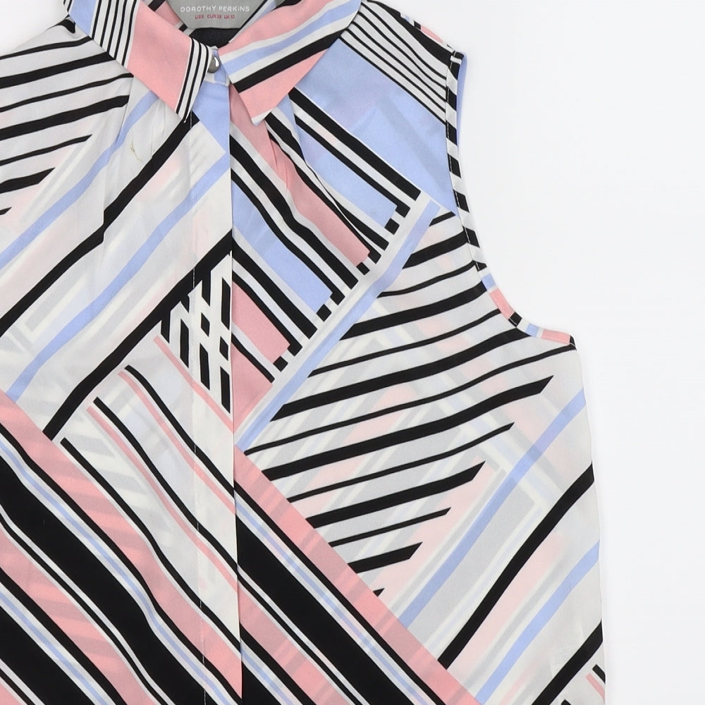 Dorothy Perkins Womens Multicoloured Geometric  Basic Button-Up Size 10