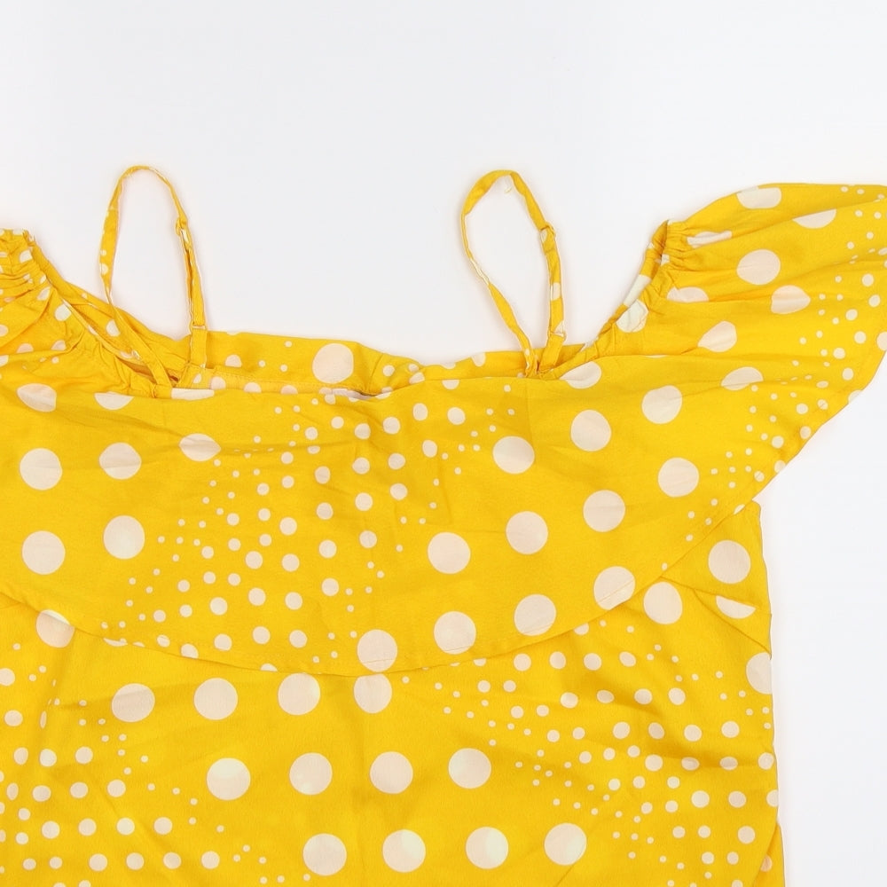 Pep&Co Womens Yellow Polka Dot  Basic Tank Size 8