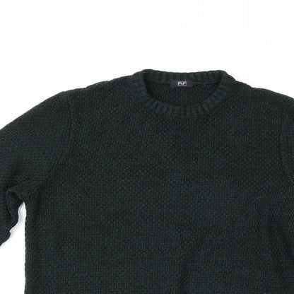 Close-up detail of F&F men’s green jumper