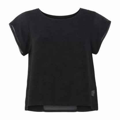 Front view of Atmosphere women’s black polka dot basic blouse, size UK 14