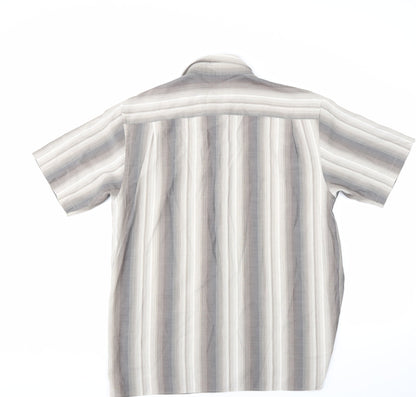 Back view of Wolsey men’s multicoloured striped button-up, size L