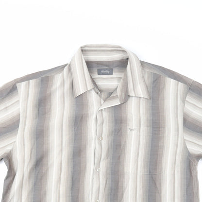 Close-up detail of Wolsey men’s multicoloured striped button-up, size L