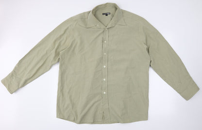 Additional front view of George men’s green check button-up, size L